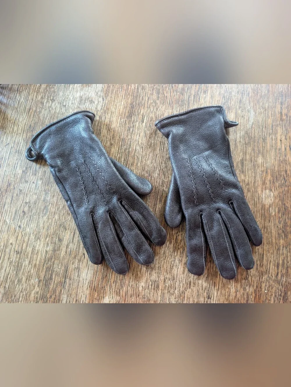 Vintage 80s 90s Genuine Deerskin Leather Brown Gloves Women's Small Quiet Luxury